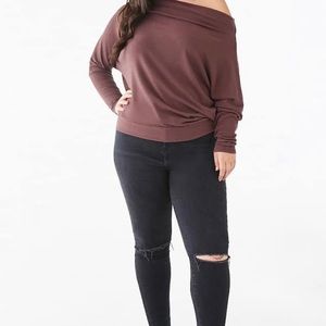 Banded off-shoulder top, 1X